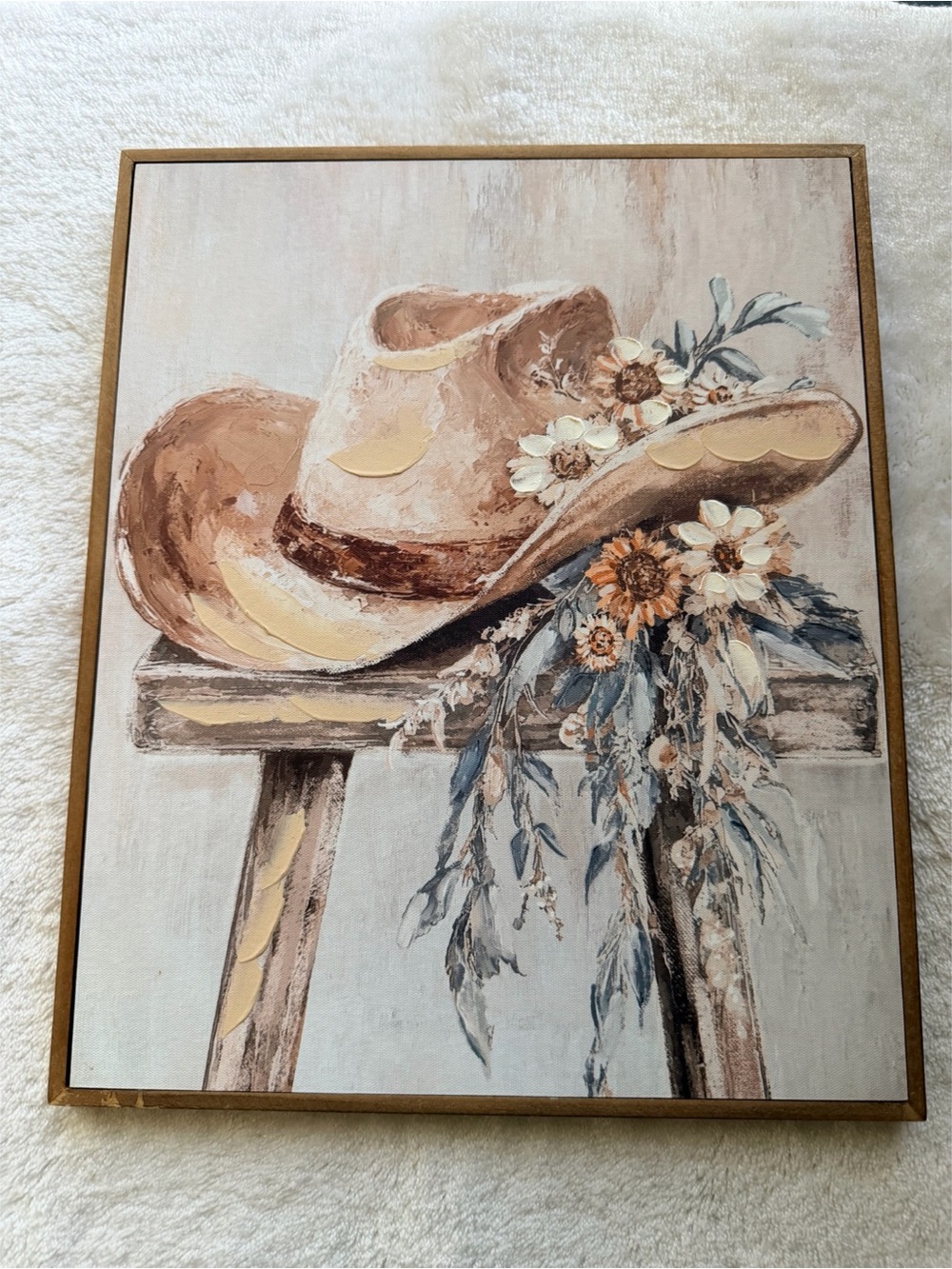 Ashland Cowboy Hat Canvas Art - Beige, Blue, Tan